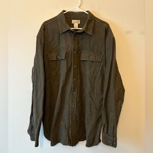 L.L. Bean Olive Green Long Sleeve Button Down Cotton Shirt, Size XL Regular Mens